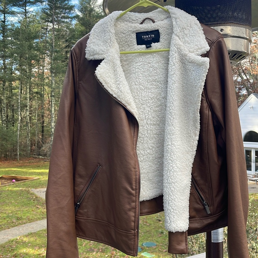 Faux leather Sherpa line moto jacket